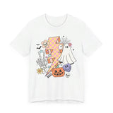 Retro Halloween Lightning Bolt Ghost - Fun Spooky Graphic Tee