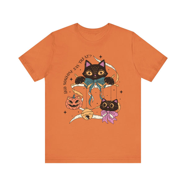 Ribbon Play Halloween Shirt - Playful Black Cats with Bows Graphic Tee