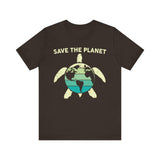 Save the Planet - Eco-Friendly Turtle Graphic Tee, Earth Conservation, Ocean Protection, Marine Life Awareness, Green