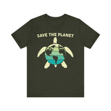 Save the Planet - Eco-Friendly Turtle Graphic Tee, Earth Conservation, Ocean Protection, Marine Life Awareness, Green