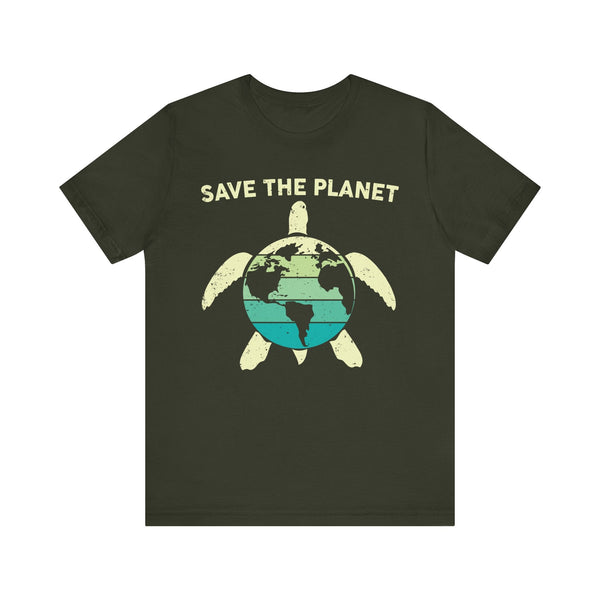 Save the Planet - Eco-Friendly Turtle Graphic Tee, Earth Conservation, Ocean Protection, Marine Life Awareness, Green