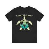 Save the Planet - Eco-Friendly Turtle Graphic Tee, Earth Conservation, Ocean Protection, Marine Life Awareness, Green