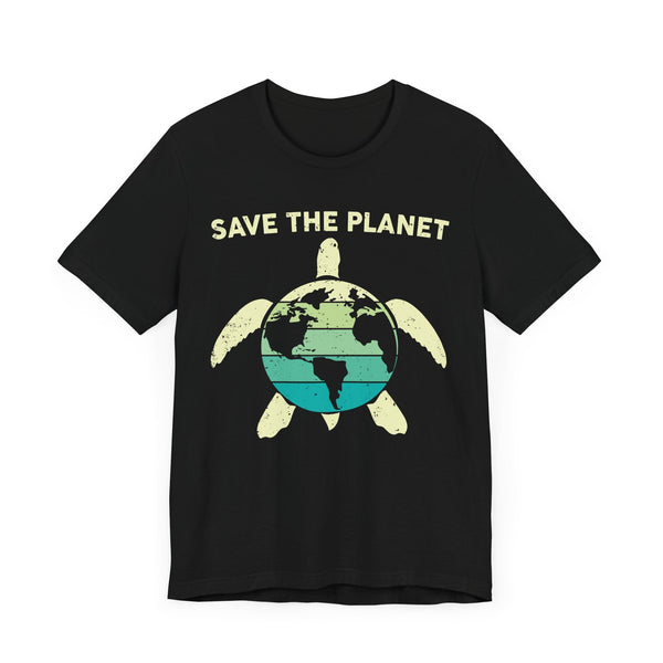 Save the Planet - Eco-Friendly Turtle Graphic Tee, Earth Conservation, Ocean Protection, Marine Life Awareness, Green