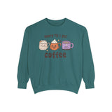 Scary Til I Get Coffee Halloween Sweatshirt - Spooky Coffee Cups Graphic Sweater