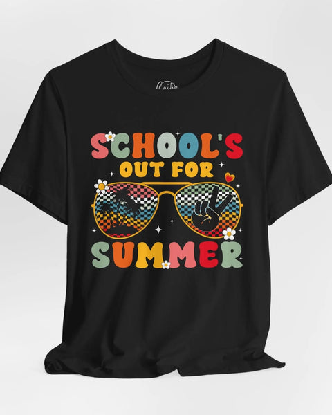 Schools Out For Summer Tee Retro Black Shirt Short Sleeve Graphic Tee