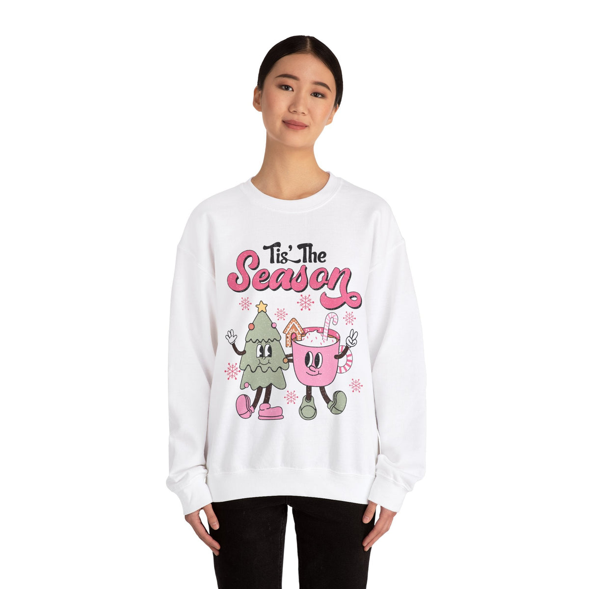 Season of Cheer Crewneck Sweatshirt - Cute Christmas Tree and Hot Cocoa Christmas Sweater - Festive Fun