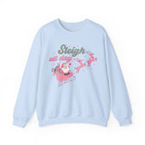 Sleigh All Day Crewneck Sweatshirt - Fun Santa in Sleigh Christmas Sweater - Christmas Spirit