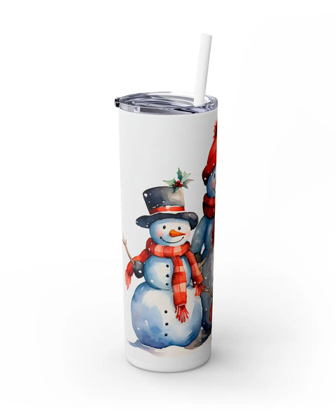 Snowman Family Christmas Tumbler 20oz Skinny Insulated Double Wall