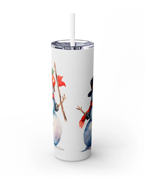 Snowman Family Christmas Tumbler 20oz Skinny Insulated Double Wall