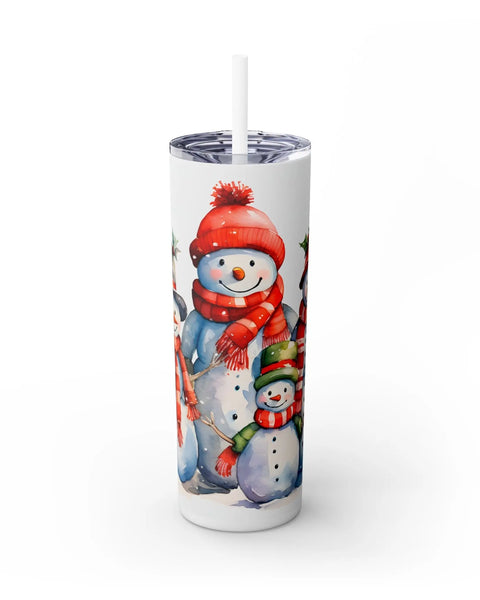 Snowman Family Christmas Tumbler 20oz Skinny Insulated Double Wall