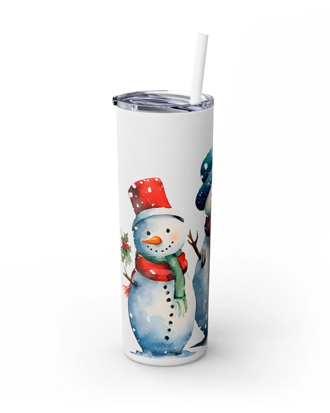 Snowman Trio Christmas Tumbler 20oz Festive Snowmen In Red And Green Scarves