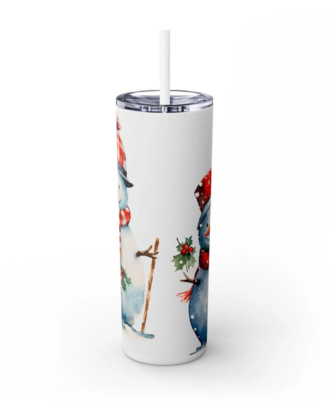 Snowman Trio Christmas Tumbler 20oz Festive Snowmen In Red And Green Scarves