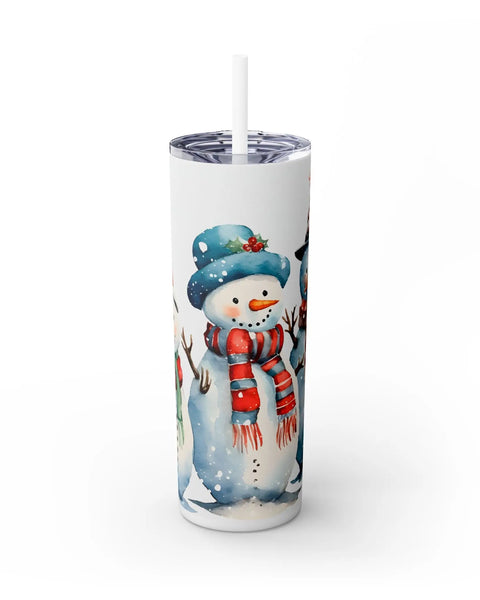 Snowman Trio Christmas Tumbler 20oz Festive Snowmen In Red And Green Scarves