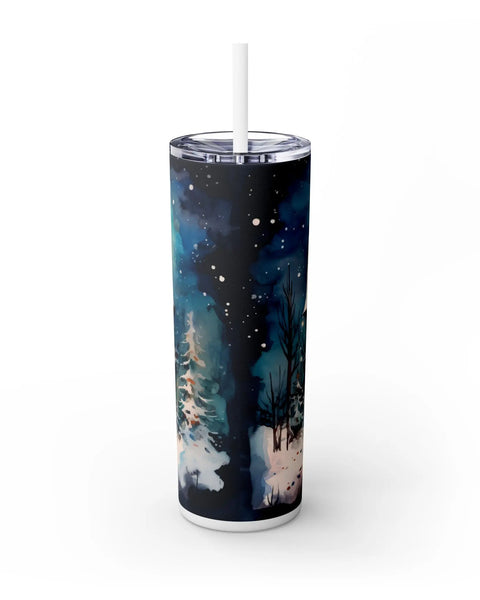 Snowy Christmas Cabin 20Oz Skinny Tumbler Keeps Drinks Cold 24 Hours