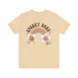 Spooky Babe Halloween Shirt - Retro Rainbow and Pumpkins Graphic Tee