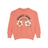 Spooky Babe Halloween Sweatshirt - Retro Rainbow and Pumpkins Graphic Sweater