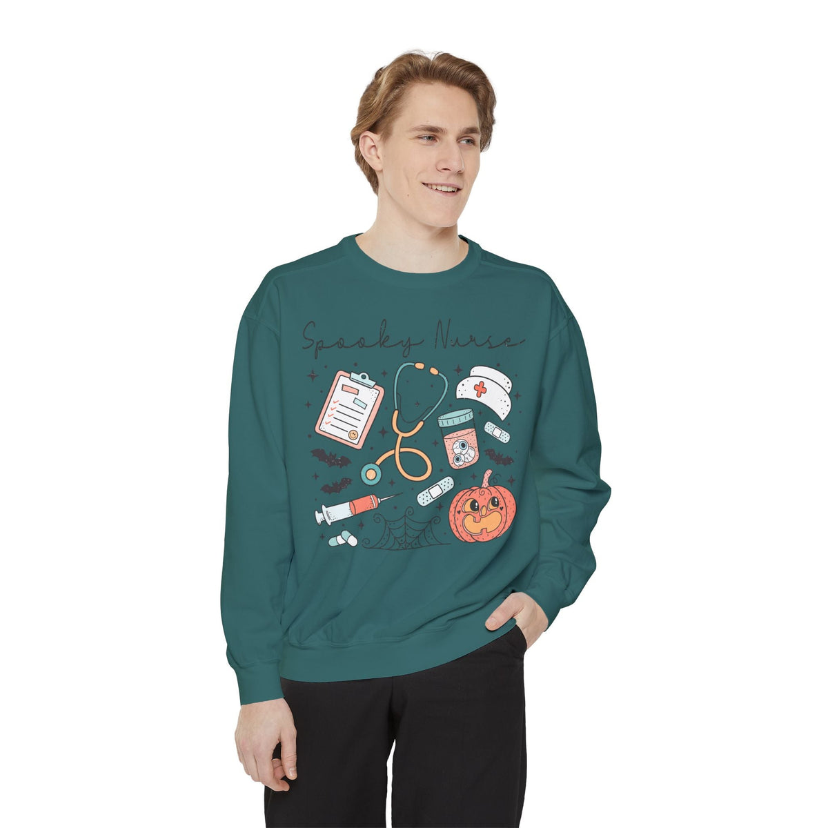 Spooky Nurse Halloween T-Sweatshirt - Medical Theme with Cute Graphics