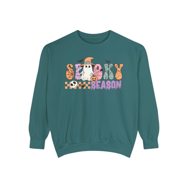 Spooky Season Halloween Sweatshirt - Retro Ghost Witch Graphic Sweater