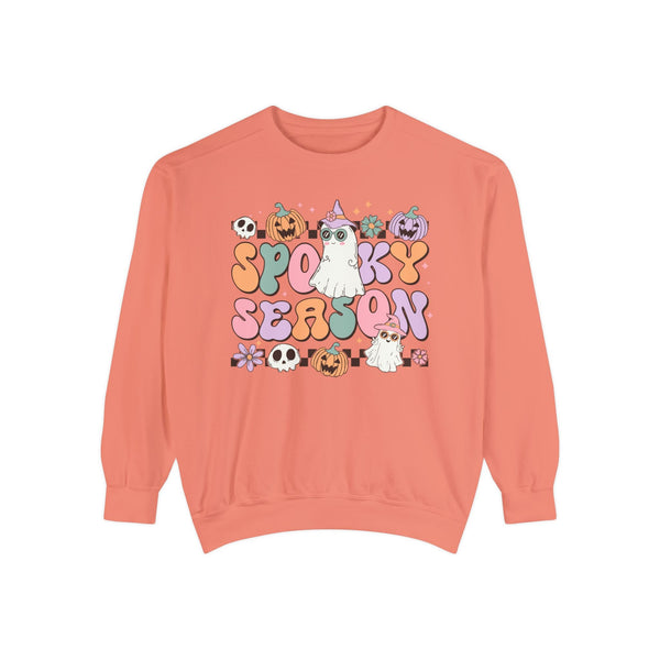 Spooky Season Halloween Sweatshirt - Retro Pastel Ghost Witch Graphic Sweater