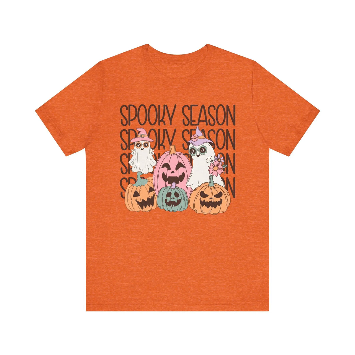 Spooky Season Pumpkins and Ghosts Halloween Shirt - Cute Vintage Ghost Graphic Tee