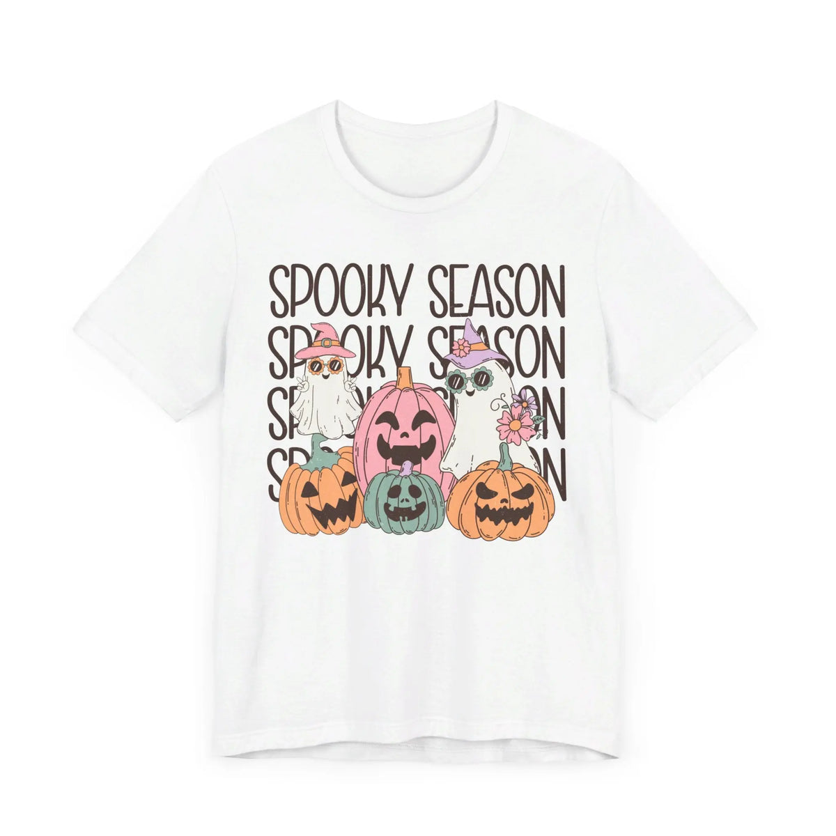 Spooky Season Pumpkins and Ghosts Halloween Shirt - Cute Vintage Ghost Graphic Tee