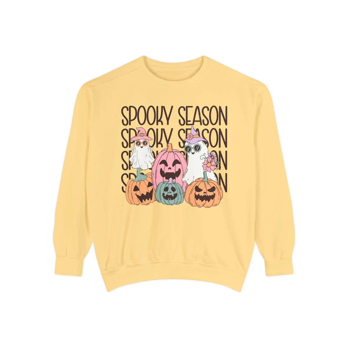 Spooky Season Pumpkins and Ghosts Halloween Sweatshirt - Cute Vintage Ghost Graphic Sweater