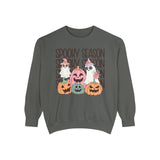 Spooky Season Pumpkins and Ghosts Halloween Sweatshirt - Cute Vintage Ghost Graphic Sweater