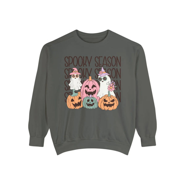 Spooky Season Pumpkins and Ghosts Halloween Sweatshirt - Cute Vintage Ghost Graphic Sweater