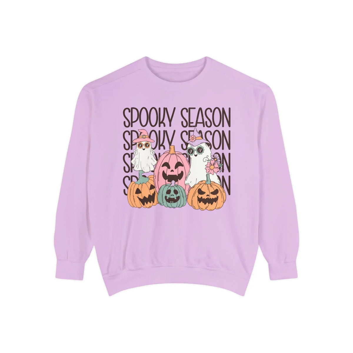Spooky Season Pumpkins and Ghosts Halloween Sweatshirt - Cute Vintage Ghost Graphic Sweater