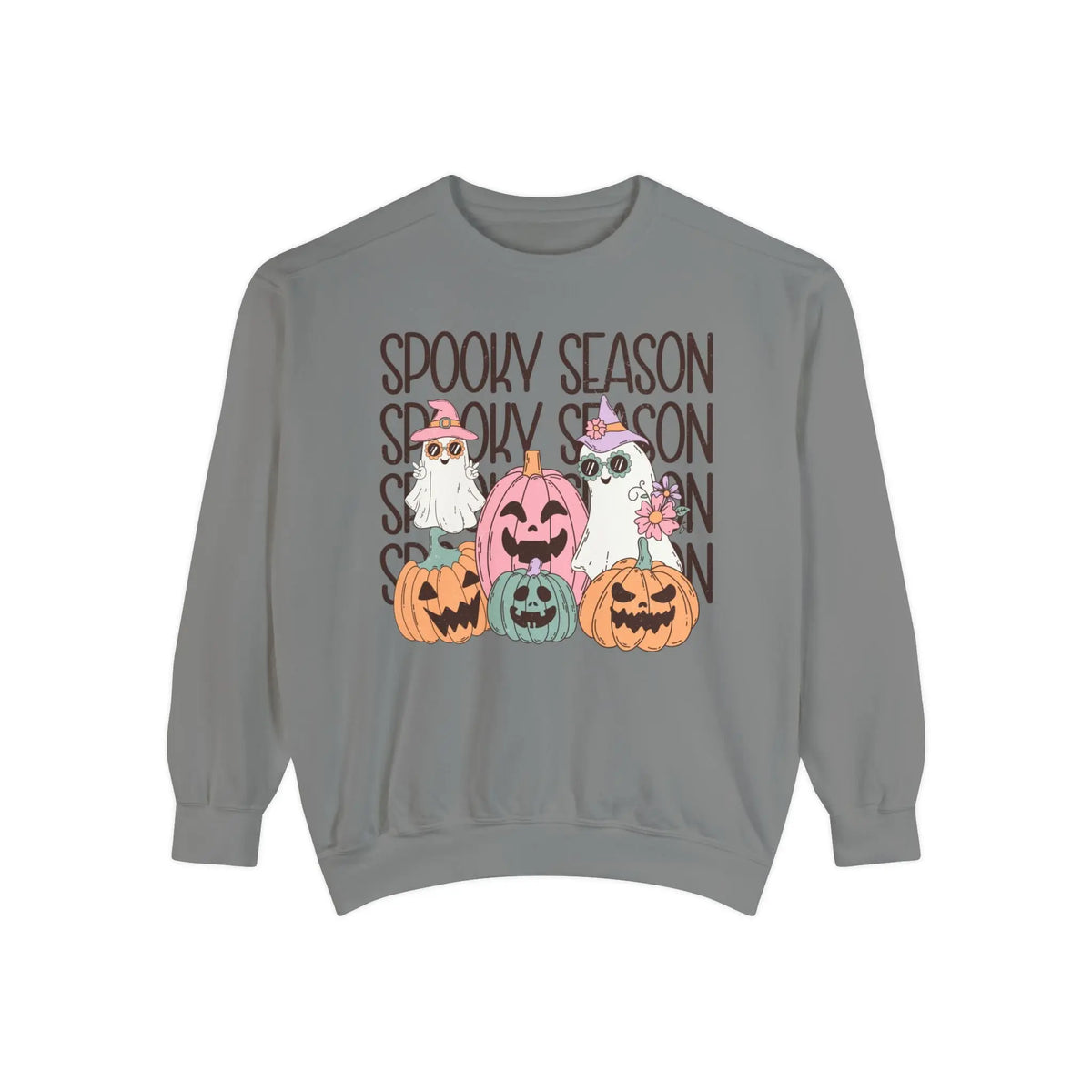 Spooky Season Pumpkins and Ghosts Halloween Sweatshirt - Cute Vintage Ghost Graphic Sweater