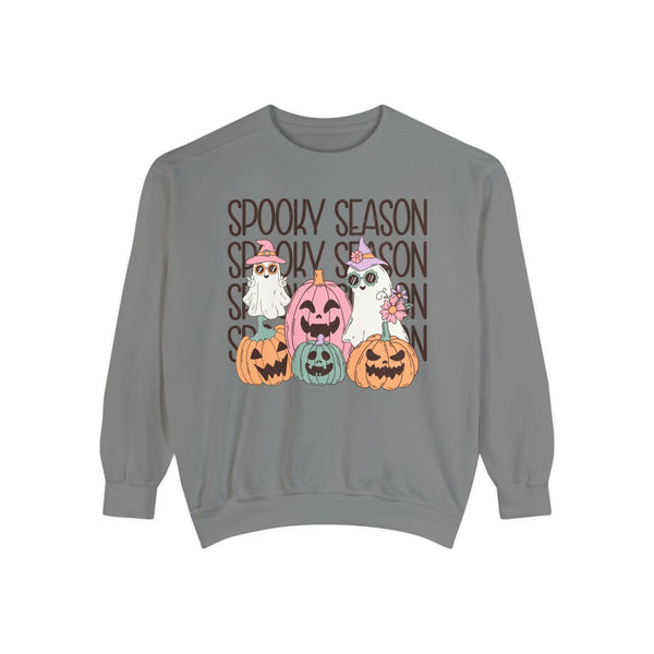 Spooky Season Pumpkins and Ghosts Halloween Sweatshirt - Cute Vintage Ghost Graphic Sweater
