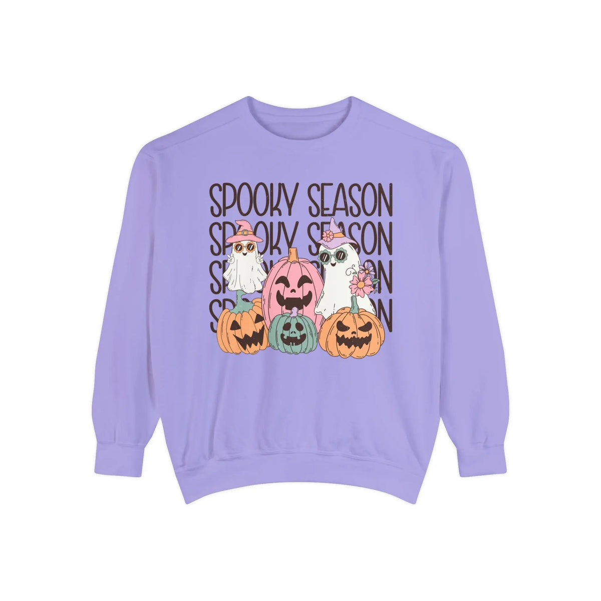 Spooky Season Pumpkins and Ghosts Halloween Sweatshirt - Cute Vintage Ghost Graphic Sweater