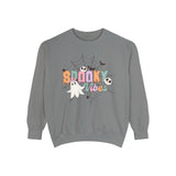 Spooky Vibes Halloween Sweatshirt - Cute Ghost and Skull Web Graphic Sweater