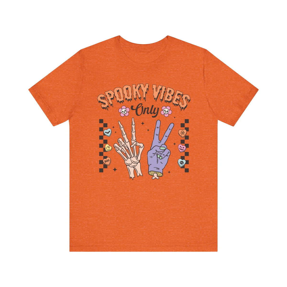 Spooky Vibes Only - Retro Skeleton Halloween Graphic T-Shirt