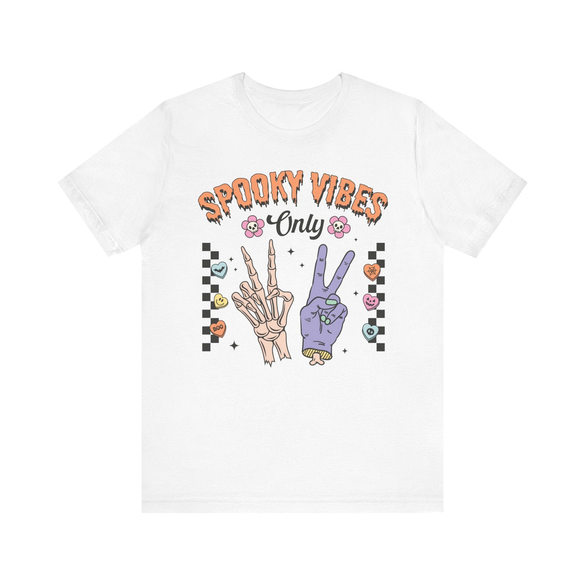 Spooky Vibes Only - Retro Skeleton Halloween Graphic T-Shirt