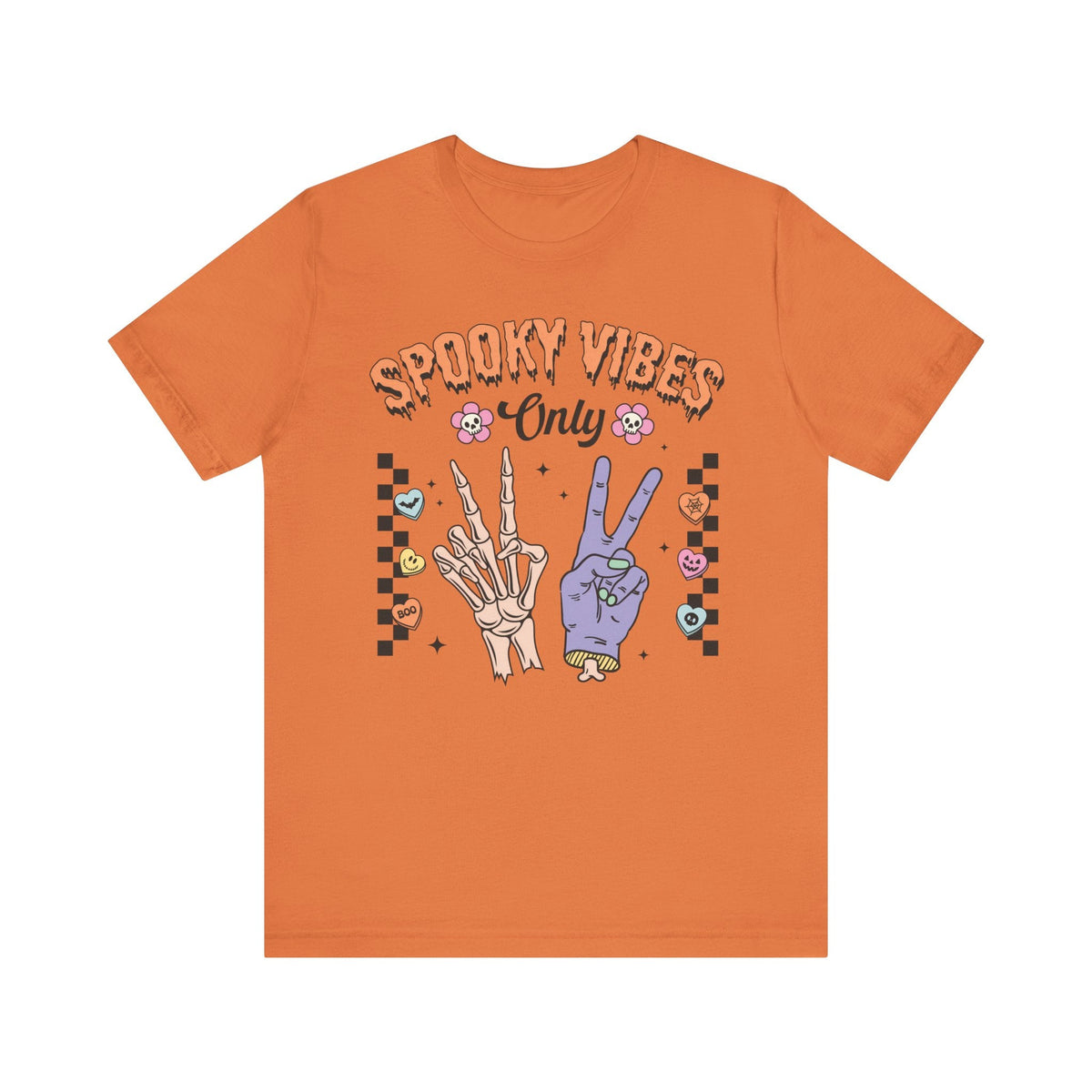 Spooky Vibes Only - Retro Skeleton Halloween Graphic T-Shirt