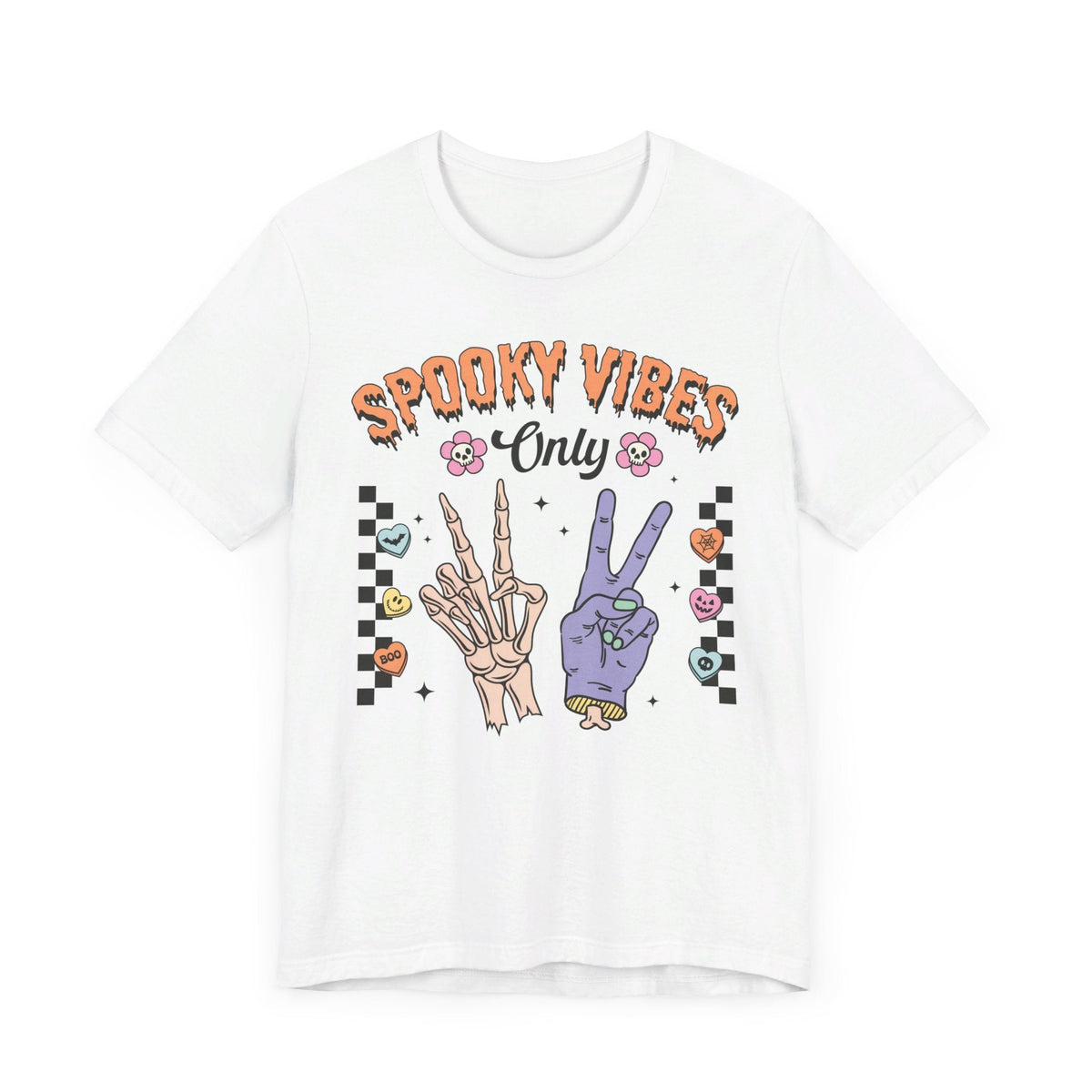 Spooky Vibes Only - Retro Skeleton Halloween Graphic T-Shirt