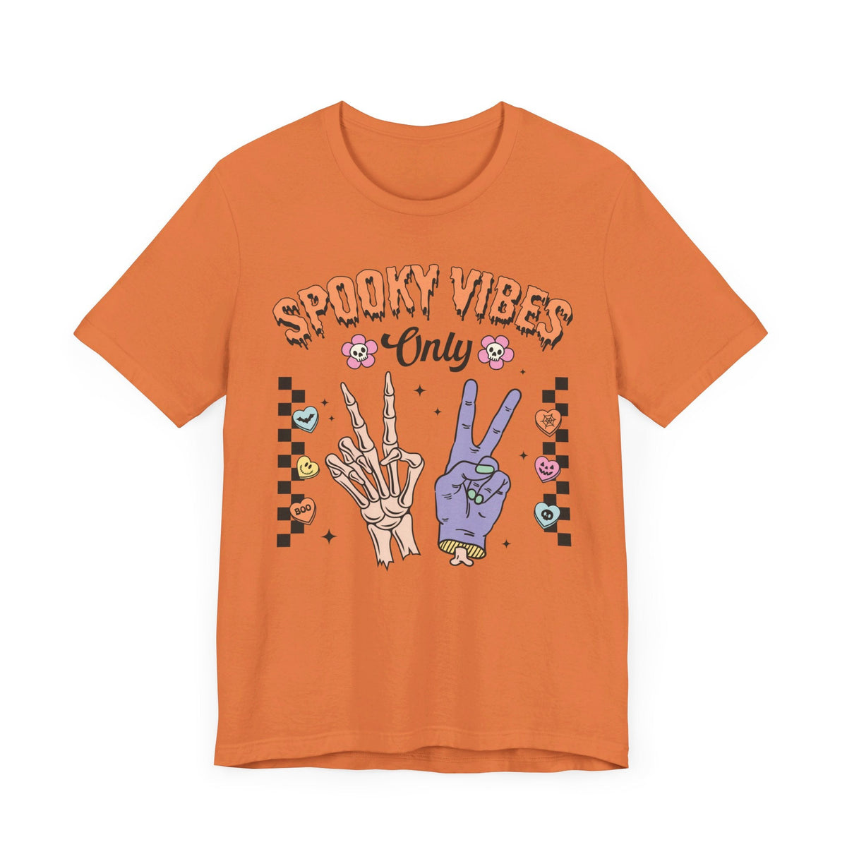 Spooky Vibes Only - Retro Skeleton Halloween Graphic T-Shirt