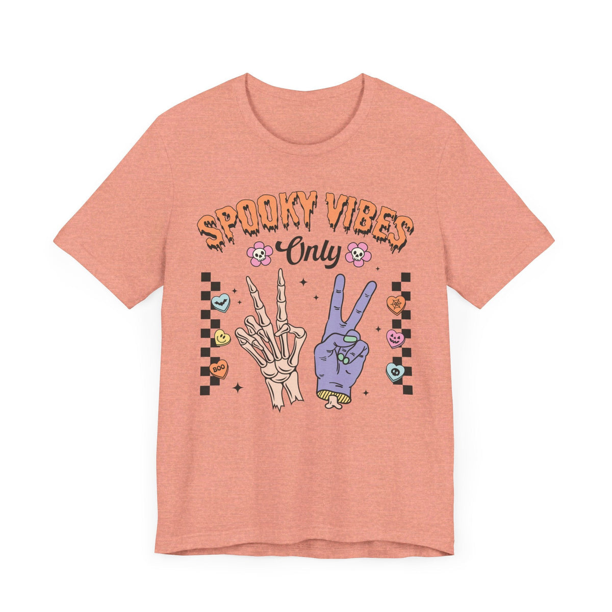 Spooky Vibes Only - Retro Skeleton Halloween Graphic T-Shirt