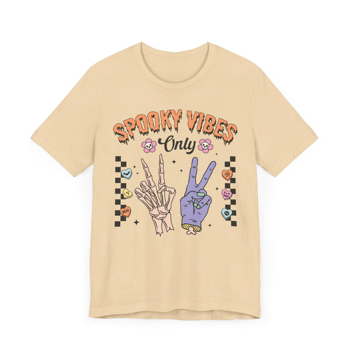 Spooky Vibes Only - Retro Skeleton Halloween Graphic T-Shirt