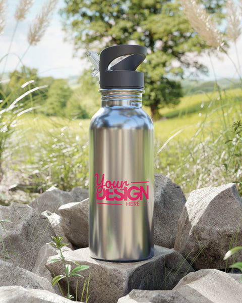 20Oz Stainless Steel Water Bottle With Flip Top Spout And Straws Eco Friendly