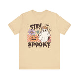 Stay Spooky Halloween Shirt - Floral Ghost and Pumpkin Graphic Tee