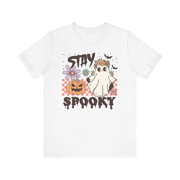 Stay Spooky Halloween Shirt - Floral Ghost and Pumpkin Graphic Tee