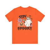 Stay Spooky Halloween Shirt - Floral Ghost and Pumpkin Graphic Tee