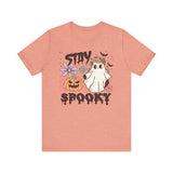 Stay Spooky Halloween Shirt - Floral Ghost and Pumpkin Graphic Tee