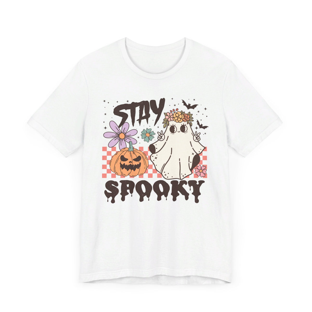 Stay Spooky Halloween Shirt - Floral Ghost and Pumpkin Graphic Tee