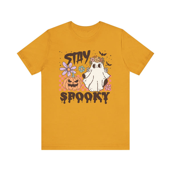 Stay Spooky Halloween Shirt - Floral Ghost and Pumpkin Graphic Tee