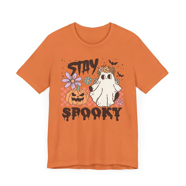 Stay Spooky Halloween Shirt - Floral Ghost and Pumpkin Graphic Tee