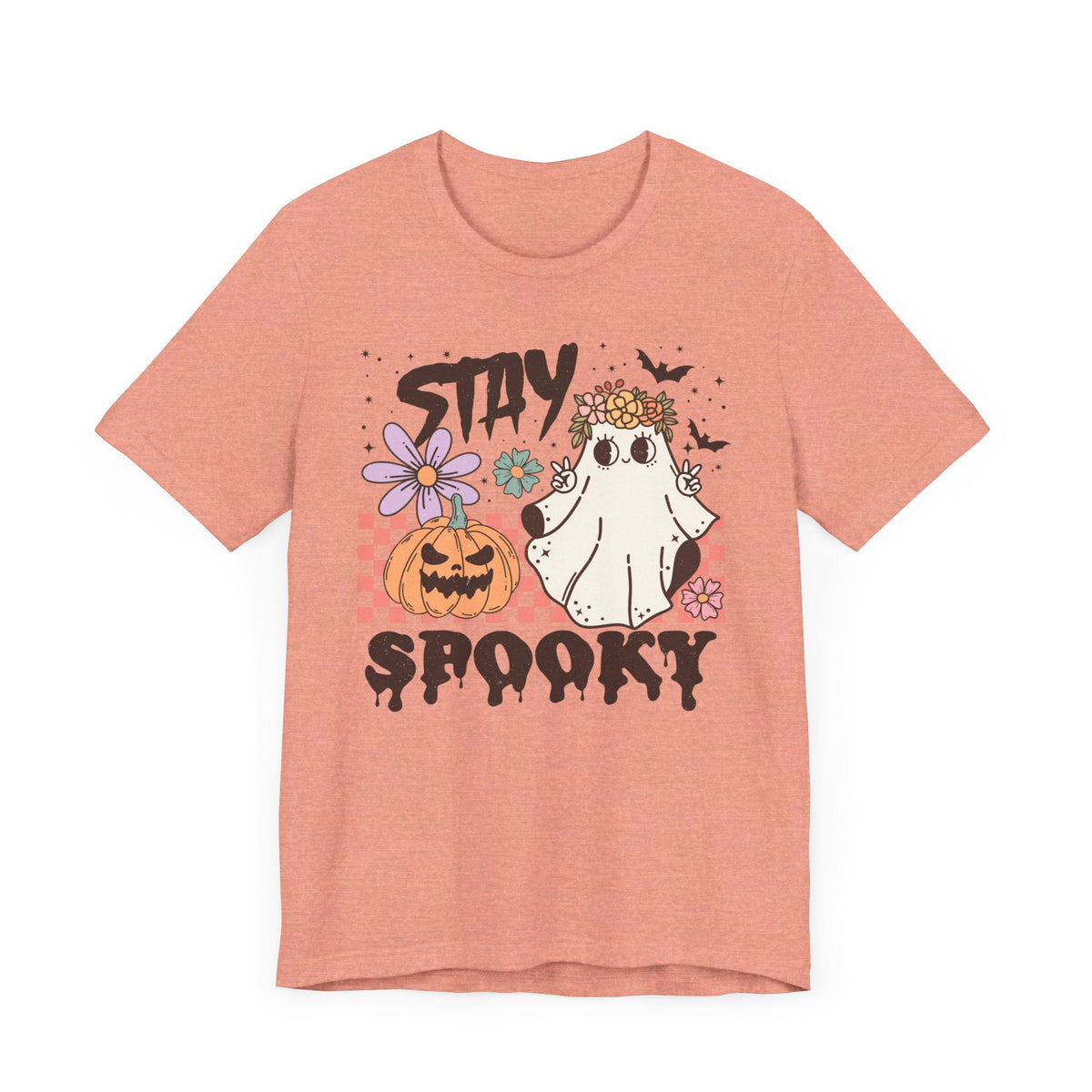 Stay Spooky Halloween Shirt - Floral Ghost and Pumpkin Graphic Tee