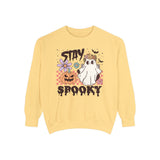 Stay Spooky Halloween Sweatshirt - Floral Ghost and Pumpkin Graphic Sweater